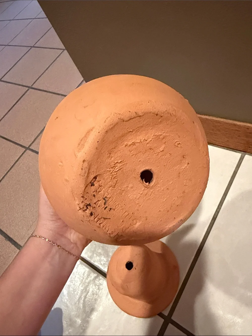Vtg Hewell’s Pottery GA Terra Cotta Pumpkin with Hat Jack O' Lantern